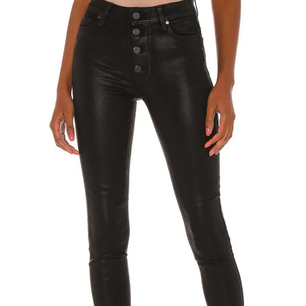 PAIGE Hoxton Ultra Skinny Jeans in Luxe Coated Black